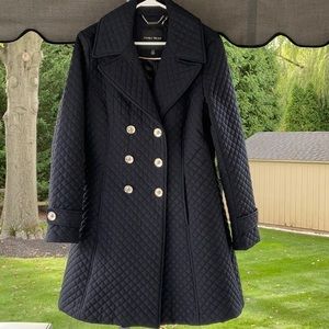 Ivanka Trump dark navy size large peacoat with plastic silver buttons